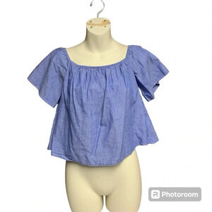 Express size small petite cropped top blue/white striped bra included